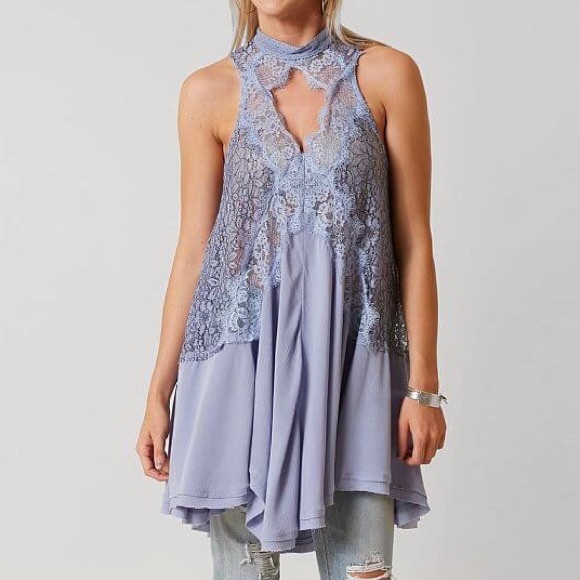 FREE PEOPLE BABY BLUE TELL TALE HEART LACE DRESS - Picture 5 of 10